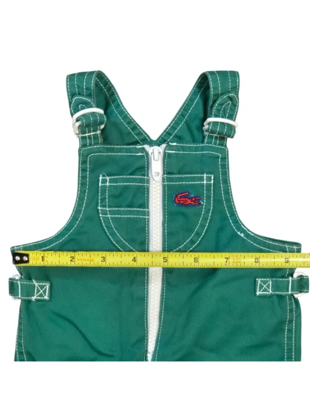 Izod Lacoste Infant Toddler Green Overalls Crocodile Alligator 12 Months Vintage